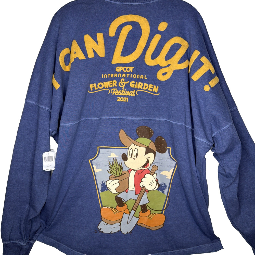 Disney Spirit Jersey L Blue Acid Wash Epcot Flower Garden Festival 2021 Mickey